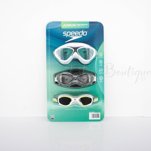 Speedo Junior (Age 6-14) Adjustable Swim Goggles 3 Pack Anti-Fog UV Protect NIB - Picture 1 of 7